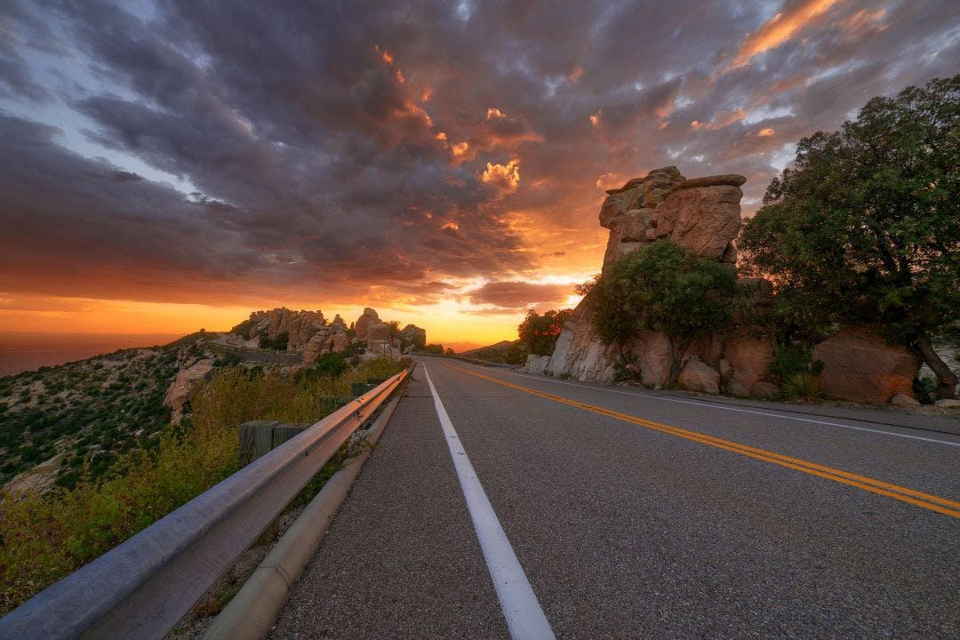 Sunset along the Catalina Highway on Mt. Lemmon in Tucson, Arizona Best Motorcycle Rides in Tucson, Arizona