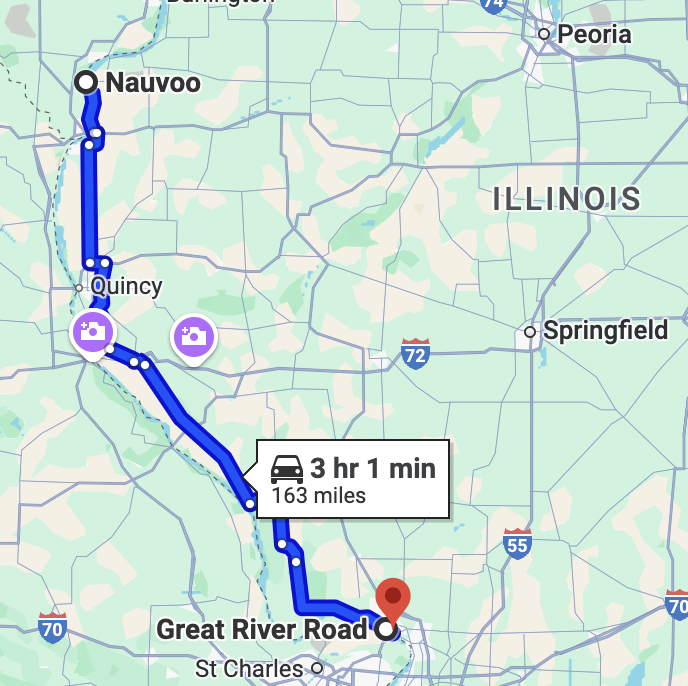 imagem mapa de rotas de motocicleta em Illinois - Great River Road Ride