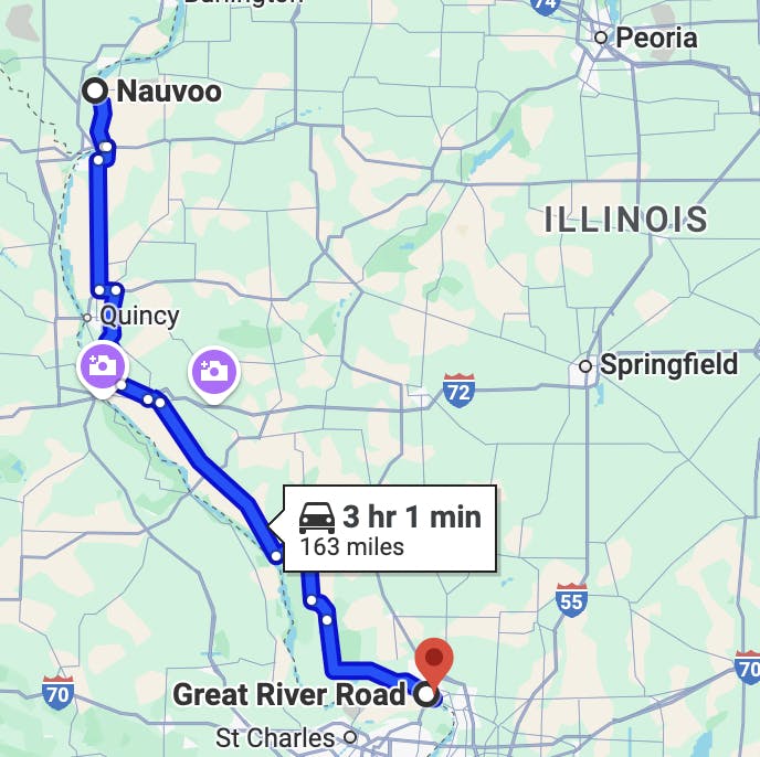 map image of motorcycle routes in illinois - Great River Road Ride