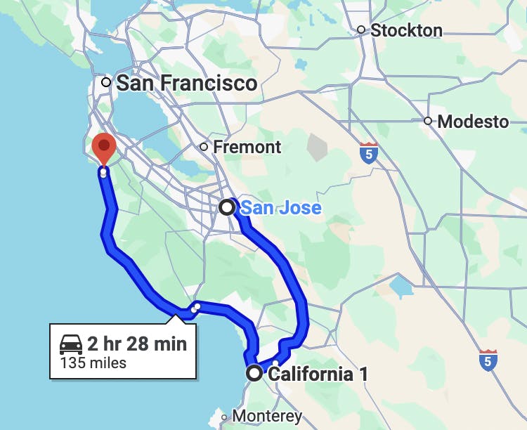 san jose motorcycle tours - Highway 1 to Half Moon Bay