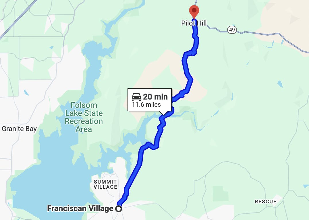 map image of sacramento motorcycle routes - Salmon Falls Road
