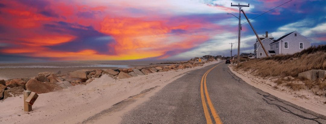 Roadway along Chapin Beach in Cape Cod Top Motorcycle Routes in the USA for Scenic Coastal Views