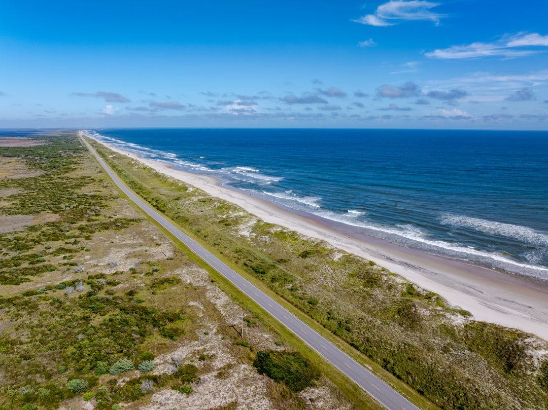 Ocracoke Island Outer Banks Beach Aerial Top Motorcycle Routes in the USA for Scenic Coastal Views