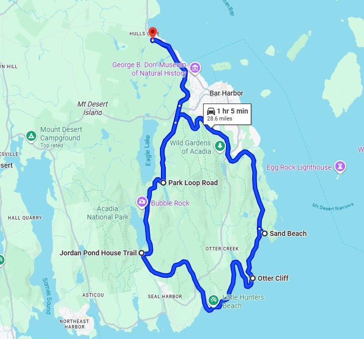 map route Acadia National Park Loop, Maine Best Motorcycle Routes & Rides in New England