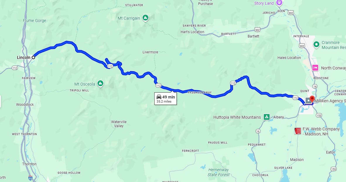map route Kancamagus Highway Ride, New Hampshire Best Motorcycle Routes & Rides in New England