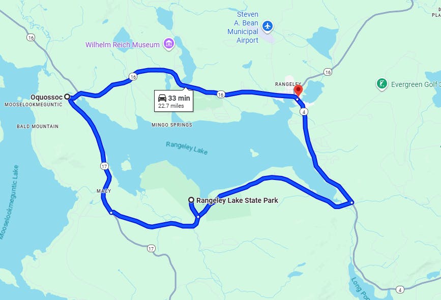 map route Rangeley Lakes Scenic Byway, Maine Best Motorcycle Routes & Rides in New England