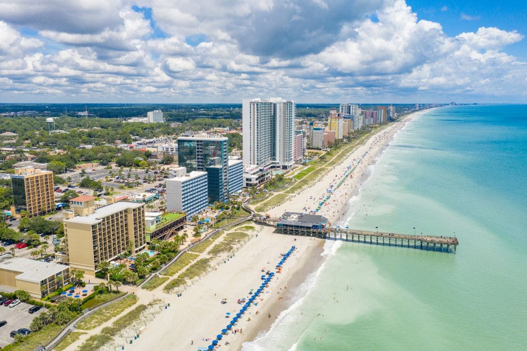 Myrtle Beach fishing pier Atlantic Ocean aerial photo Myrtle Beach Bike Week Info - Fall Rally Sept 29-Oct 5, 2025