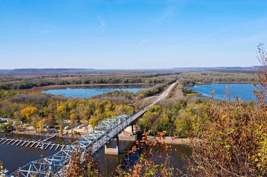 bridge spanning mississippi river from red wing minnesota into wisconsin 5 Late-Summer Motorcycle Getaways to Maximize The Season