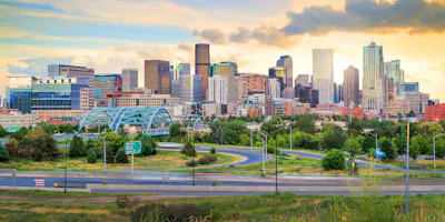 image of denver skyline - book a motorcycle tour in denver with Riders Share