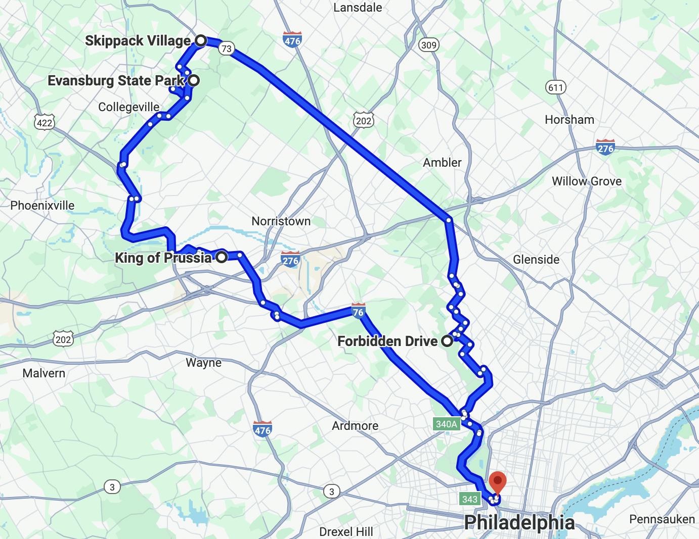 best motorcycle rides near Philadelphia - Forbidden Drive – Wissahickon Valley and Perkiomen Loop