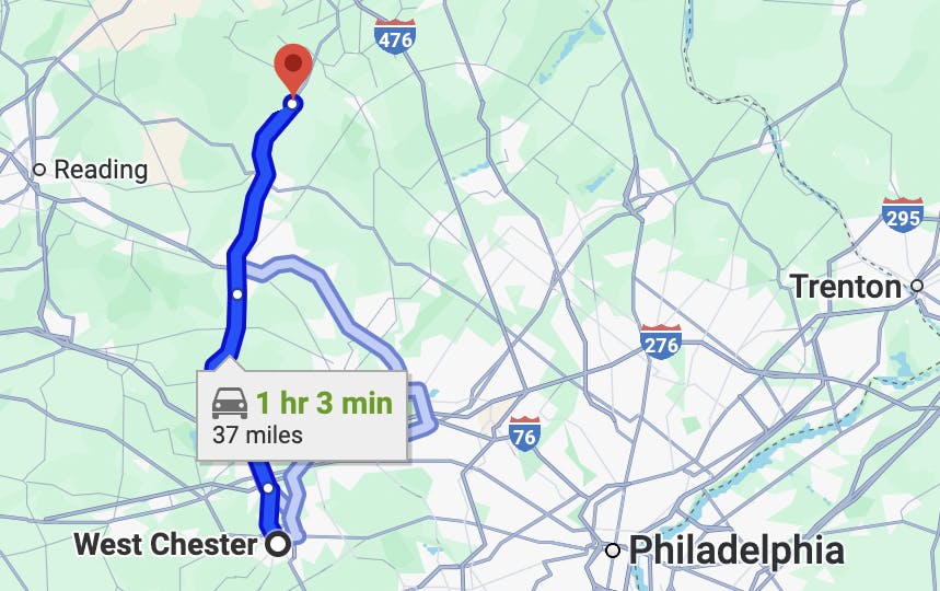 best motorcycle rides near Philadelphia - PA-100 North – West Chester to Bally