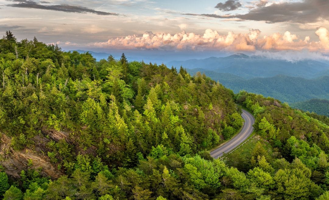 Blueridge parkway mountain pass road North Carolina Appalachian mountains Best Motorcycle Rides in North Carolina
