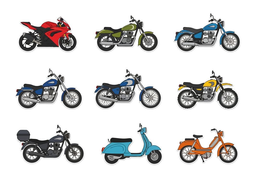 illustration of different types of motorcycles to rent Cheapest Motorcycles to Rent: Scooters, Standards & More