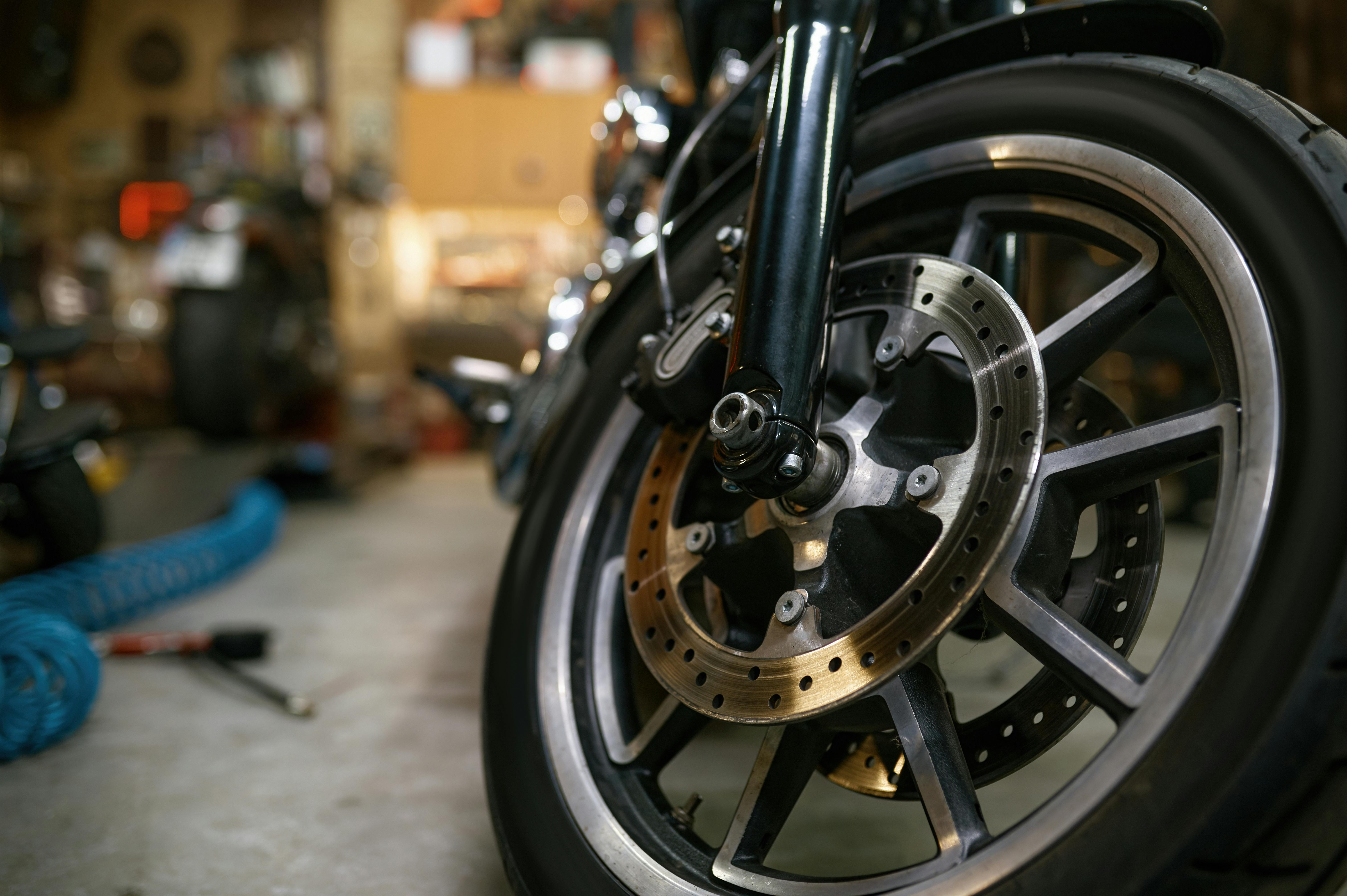 image of motorcycle wheel - learn motorcycle rider demographics with Riders Share