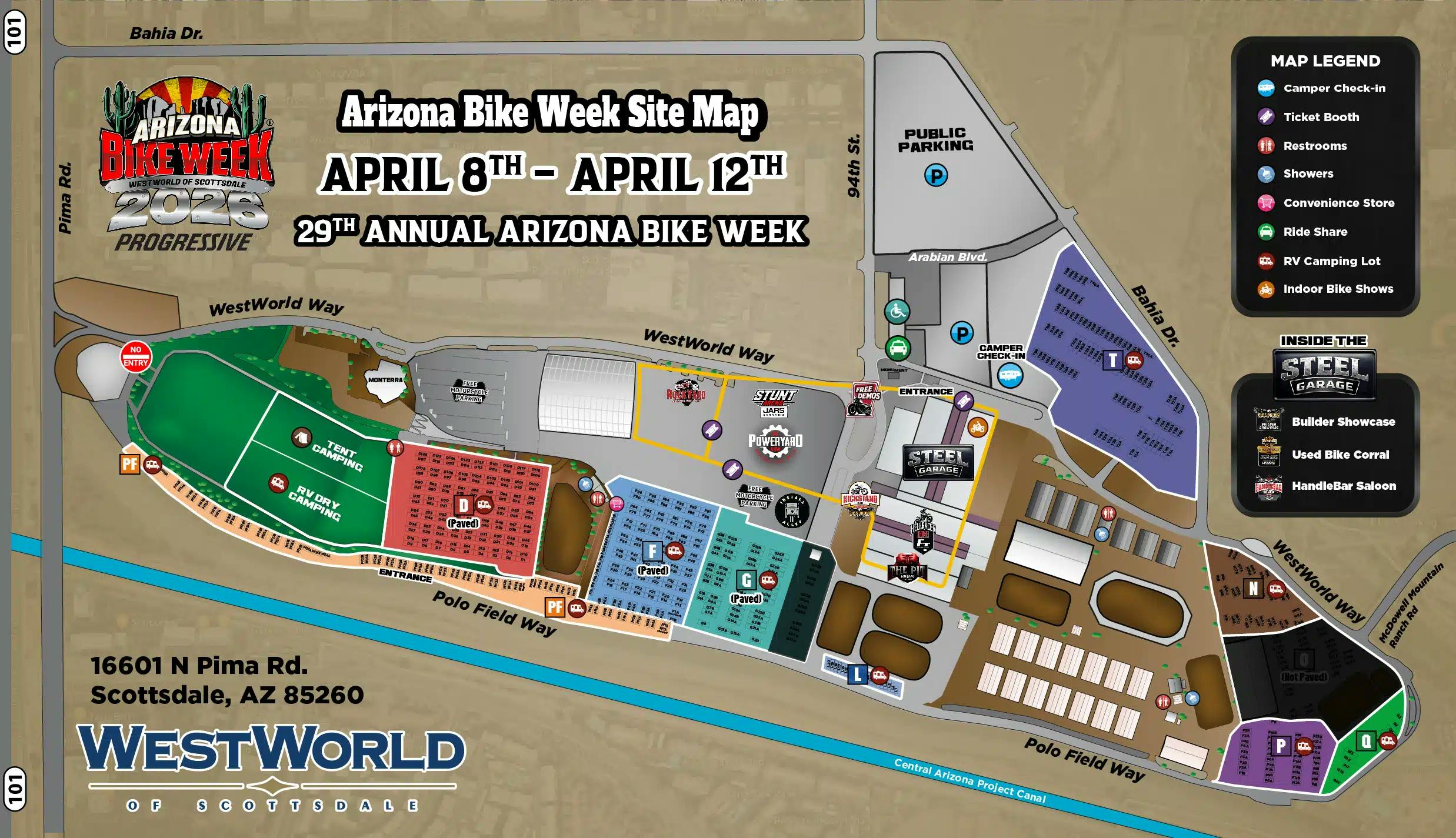 image credit: Arizona Bike Week official website, image of ABW 2026 camp site map