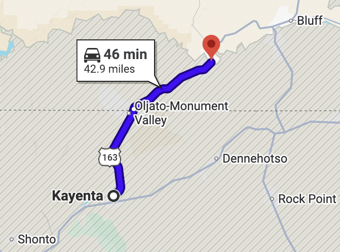 Imagen de Google Maps de recorridos escénicos en motocicleta por Arizona - Monument Valley (US 163)