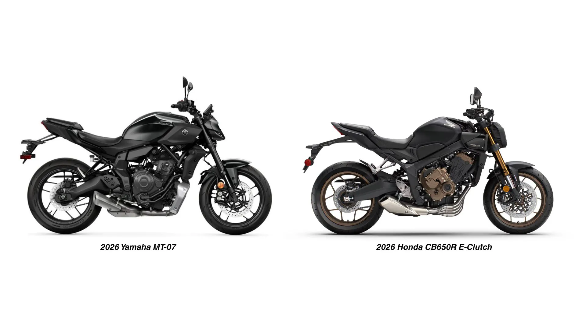 image credit bike #1: Sport Durst Powersports (Durham, NC), image credit bike #2: Honda Powersports. honda vs yamaha comparison