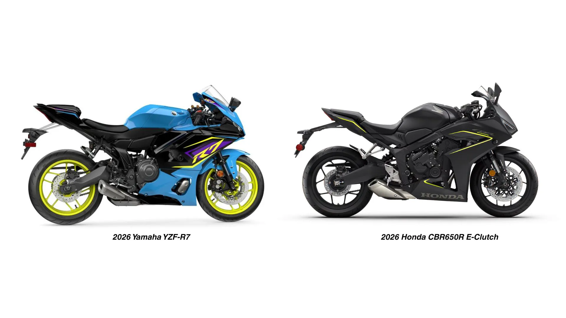 image credit bike #1: Power Lodge Powersports & Marine (Bonita Springs, FL), image credit bike #2: Honda Powersports. honda vs yamaha comparison