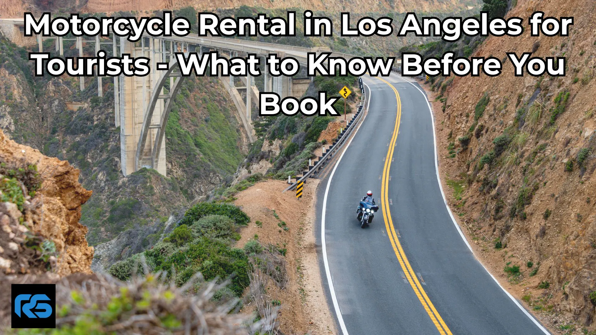 text image of rider on California highway - learn how to how to rent a motorcycle in Los Angeles with Riders Share