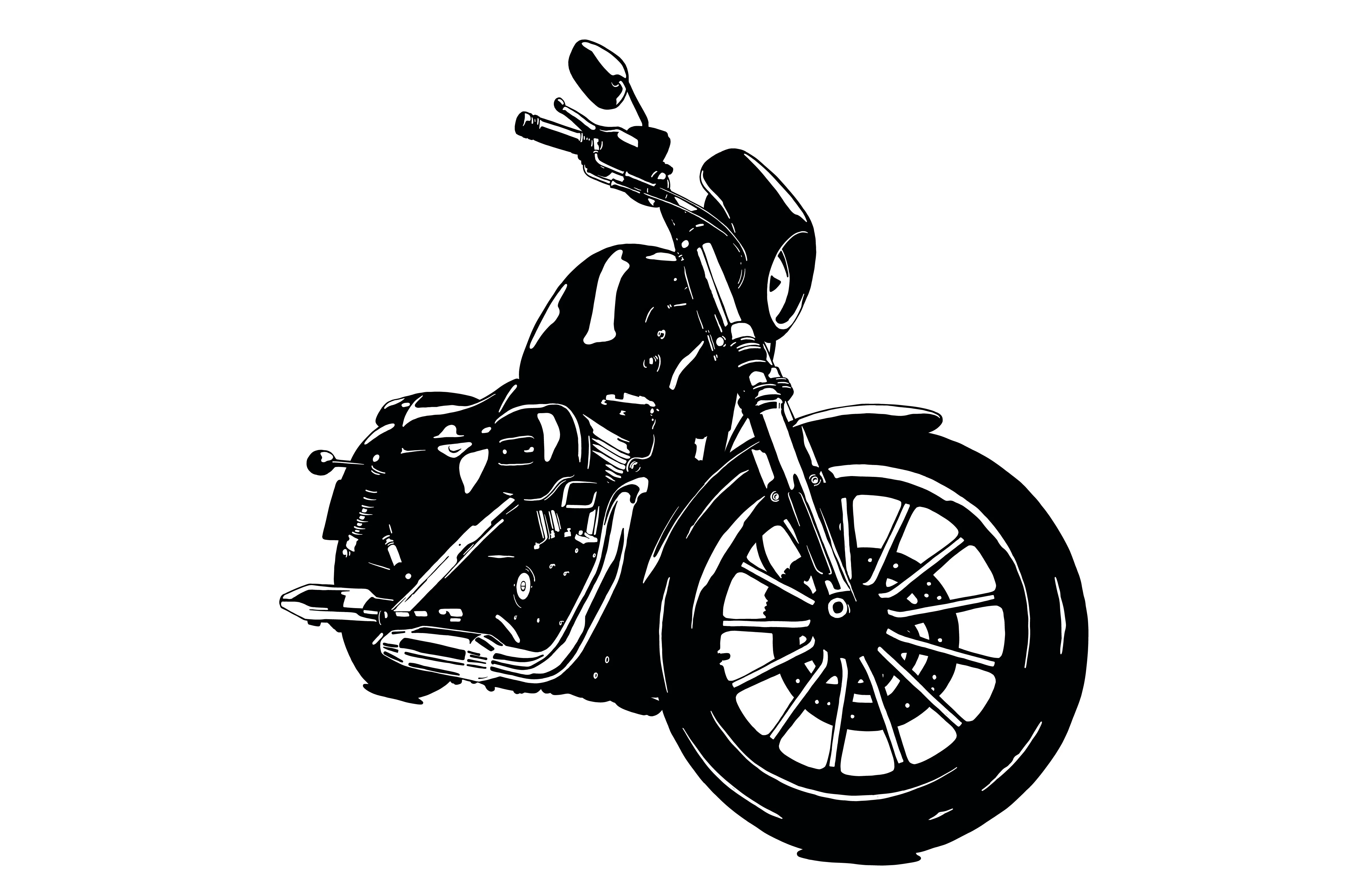 Black and white motorcycle illustration