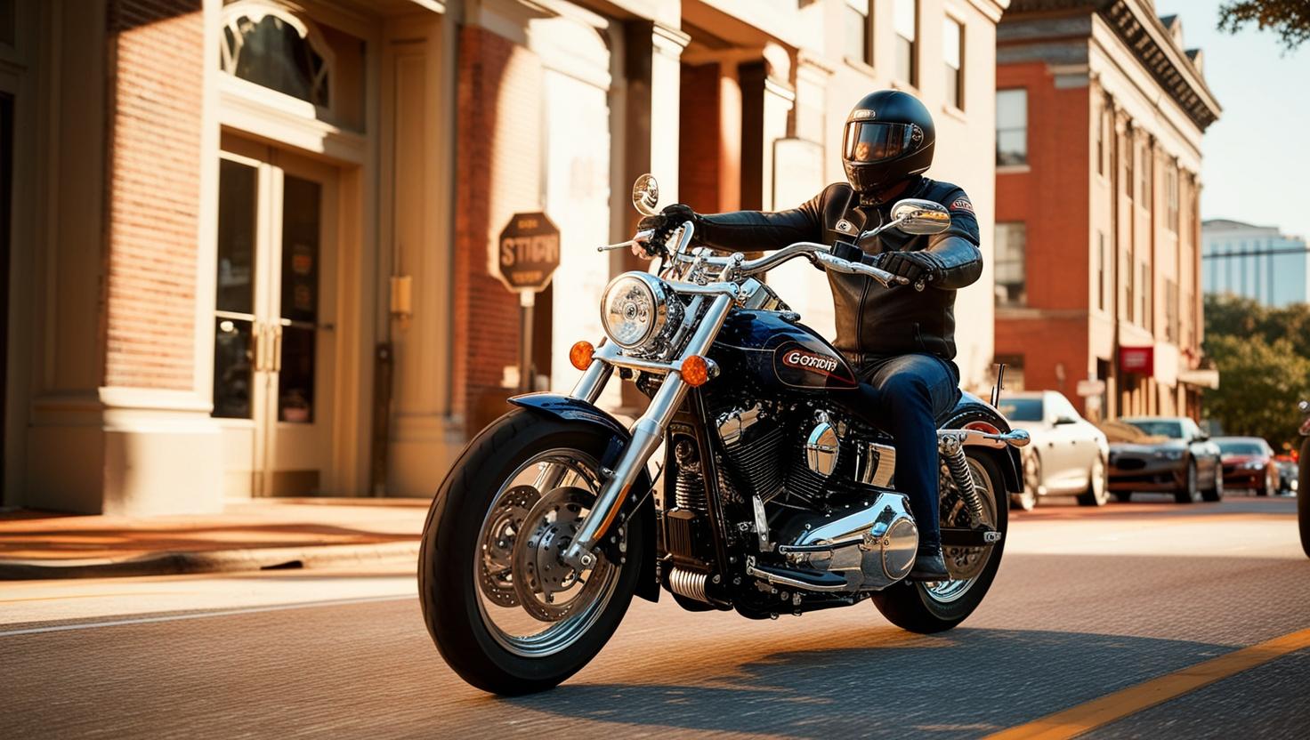 graphic image of rider on motorcycle - view georgia motorcycle insurance quotes on Riders Share
