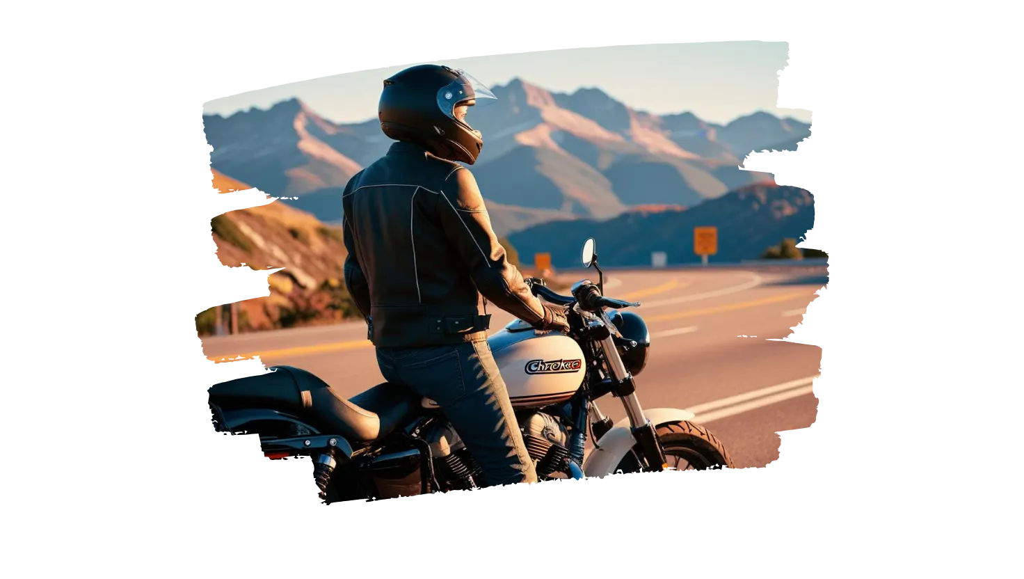 graphic image of motorcycle rider, get georgia motorcycle insurance quotes on Riders Share