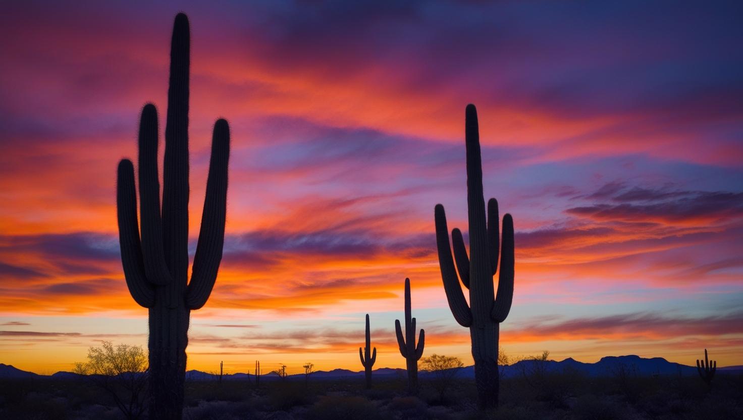 image of sunset in arizona desert - get arizona motorcycle insurance quotes on Riders Share