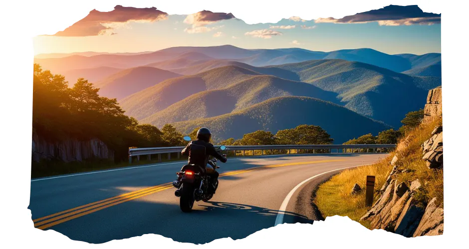 graphic image of biker riding motorcycle - compare virginia motorcycle insurance quotes with Riders Share