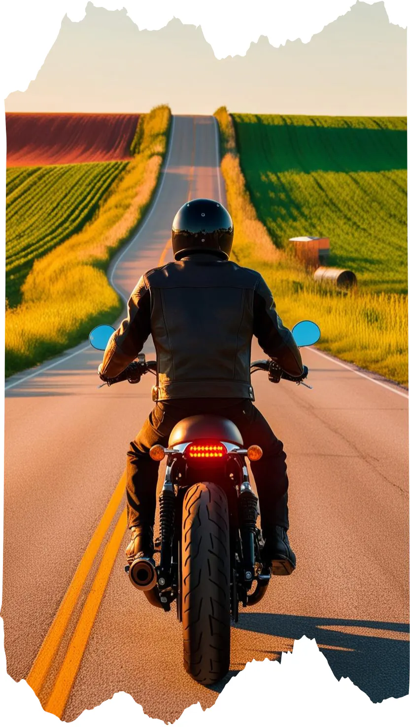 graphic of rider on motorcycle - compare Wisconsin motorcycle quotes on Riders Share