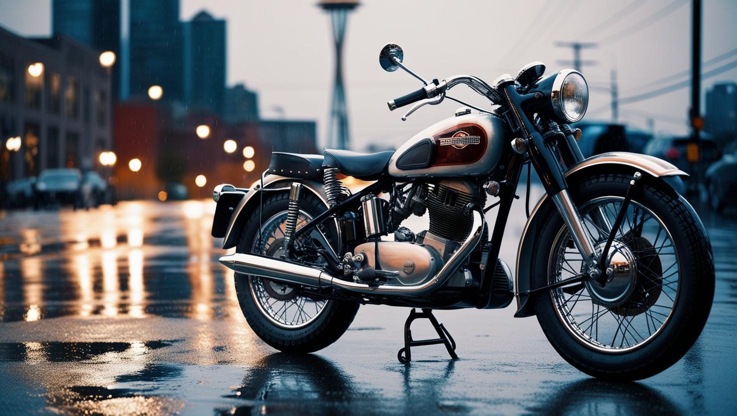 graphic image of motorcycle in parking lot - compare washington motorcycle insurance on Riders Share
