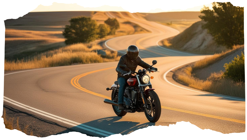 image of rider on a motorcycle - compare nebraska motorcycle insurance quotes on Riders Share