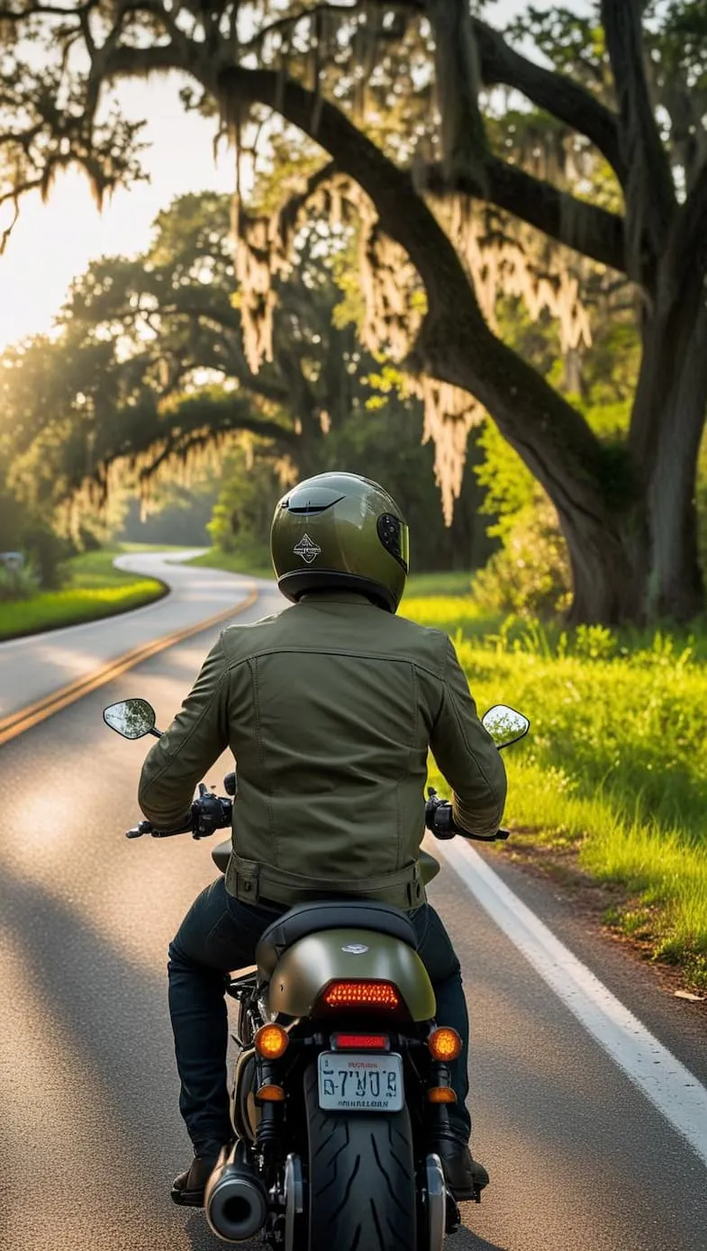 image of rider on a motorcycle - compare mississippi motorcycle insurance quotes on Riders Share