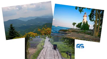 collage image of ohio landmarks - compare ohio motorcycle insurance quotes on Riders Share
