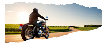 image of rider on a motorcycle - compare illinois motorcycle insurance quotes on Riders Share