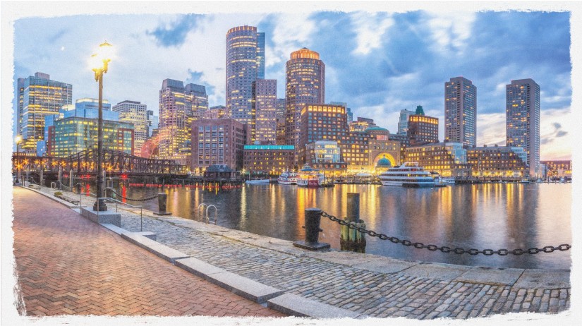 image of city skyline - compare massachusetts motorcycle insurance quotes on Riders Share