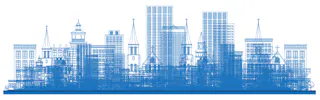 graphic image of city skyline - compare new hampshire motorcycle insurance quotes on Riders Share
