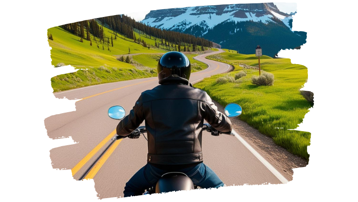 image of rider on a motorcycle - compare wyoming motorcycle insurance quotes on Riders Share