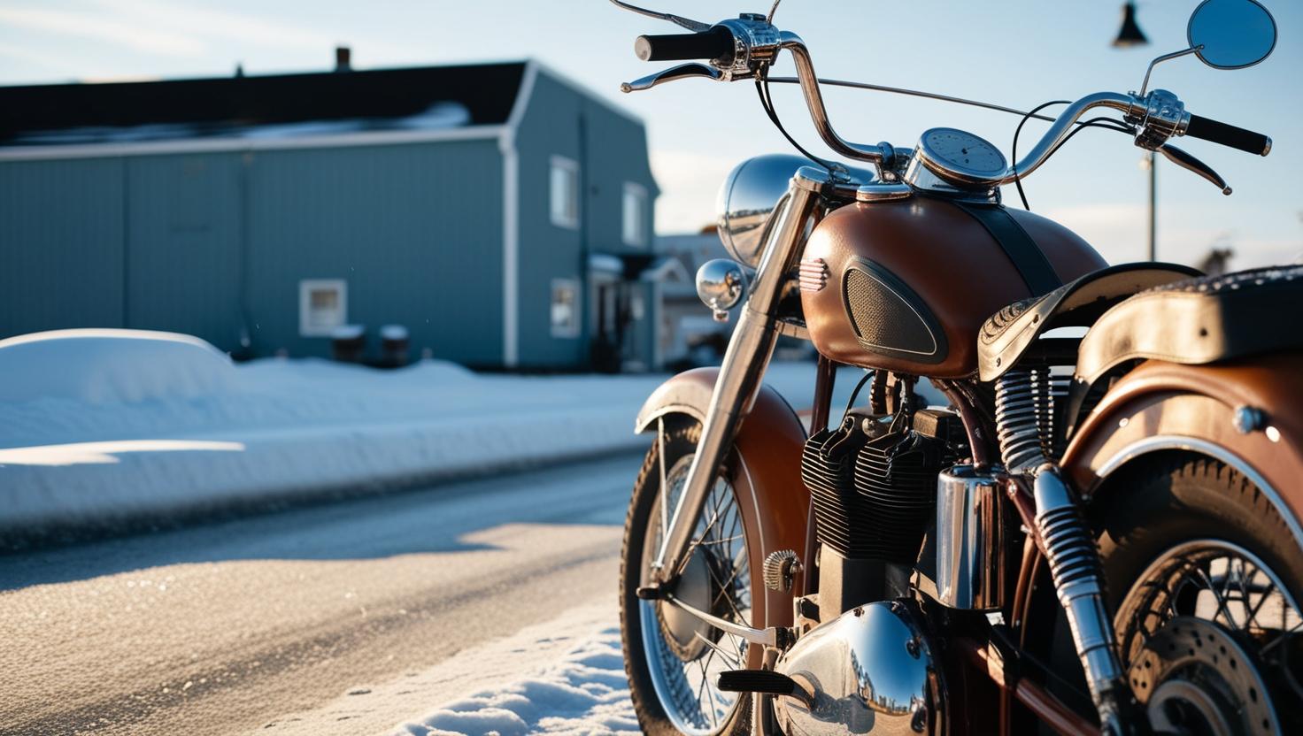 image of a motorcycle in snow - compare alaska motorcycle insurance quotes on Riders Share