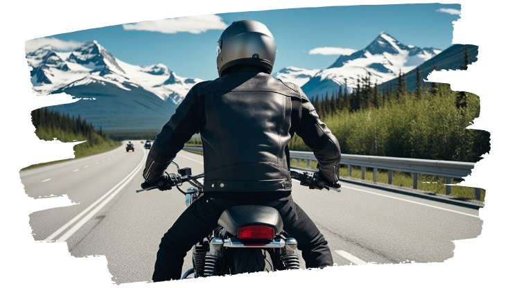image of rider on a motorcycle - compare alaska motorcycle insurance quotes on Riders Share