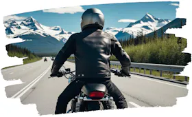 image of rider on a motorcycle - compare alaska motorcycle insurance quotes on Riders Share