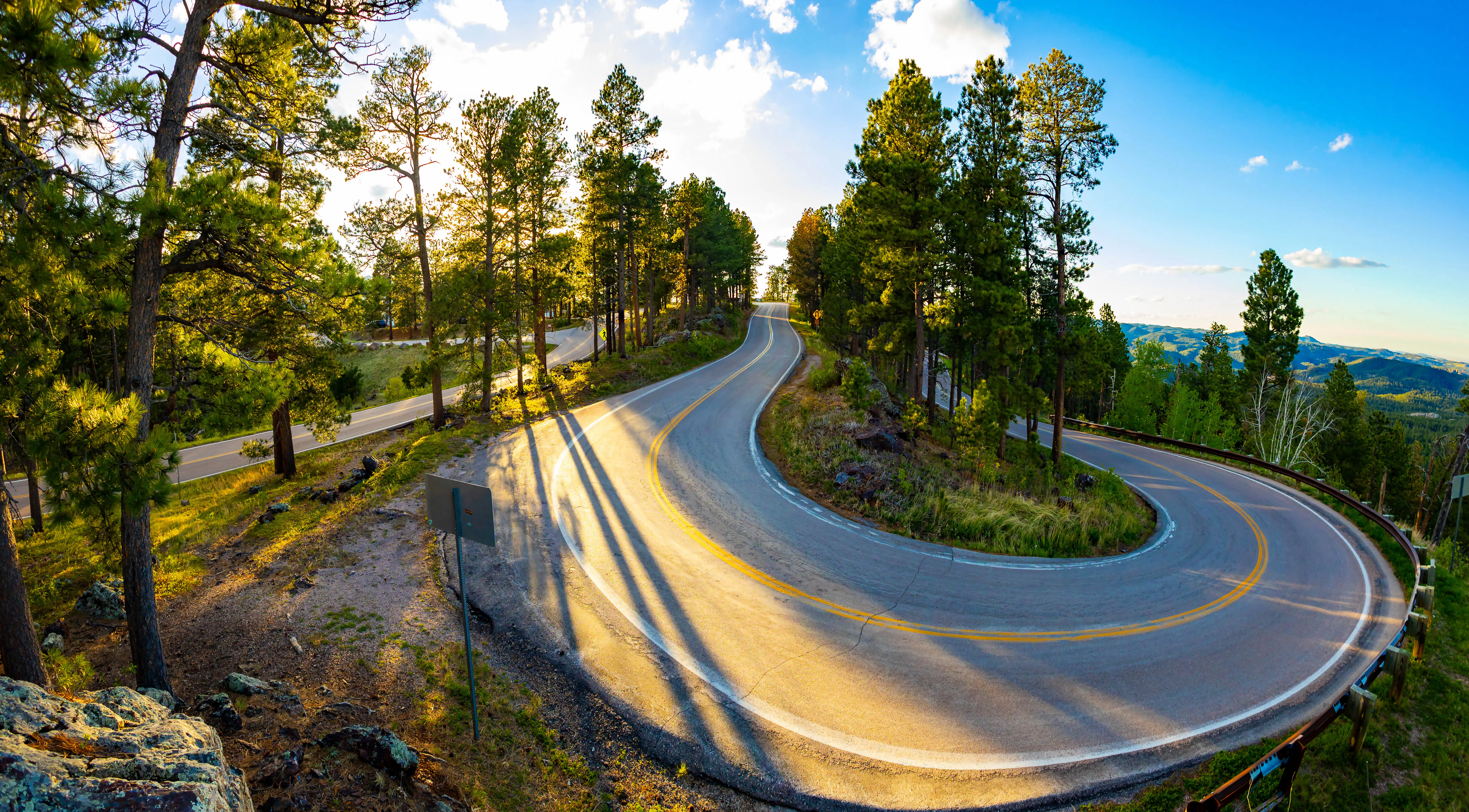 Peter Norbeck Scenic Byway winding through Custer State Park and the Black Hills of South Dakota