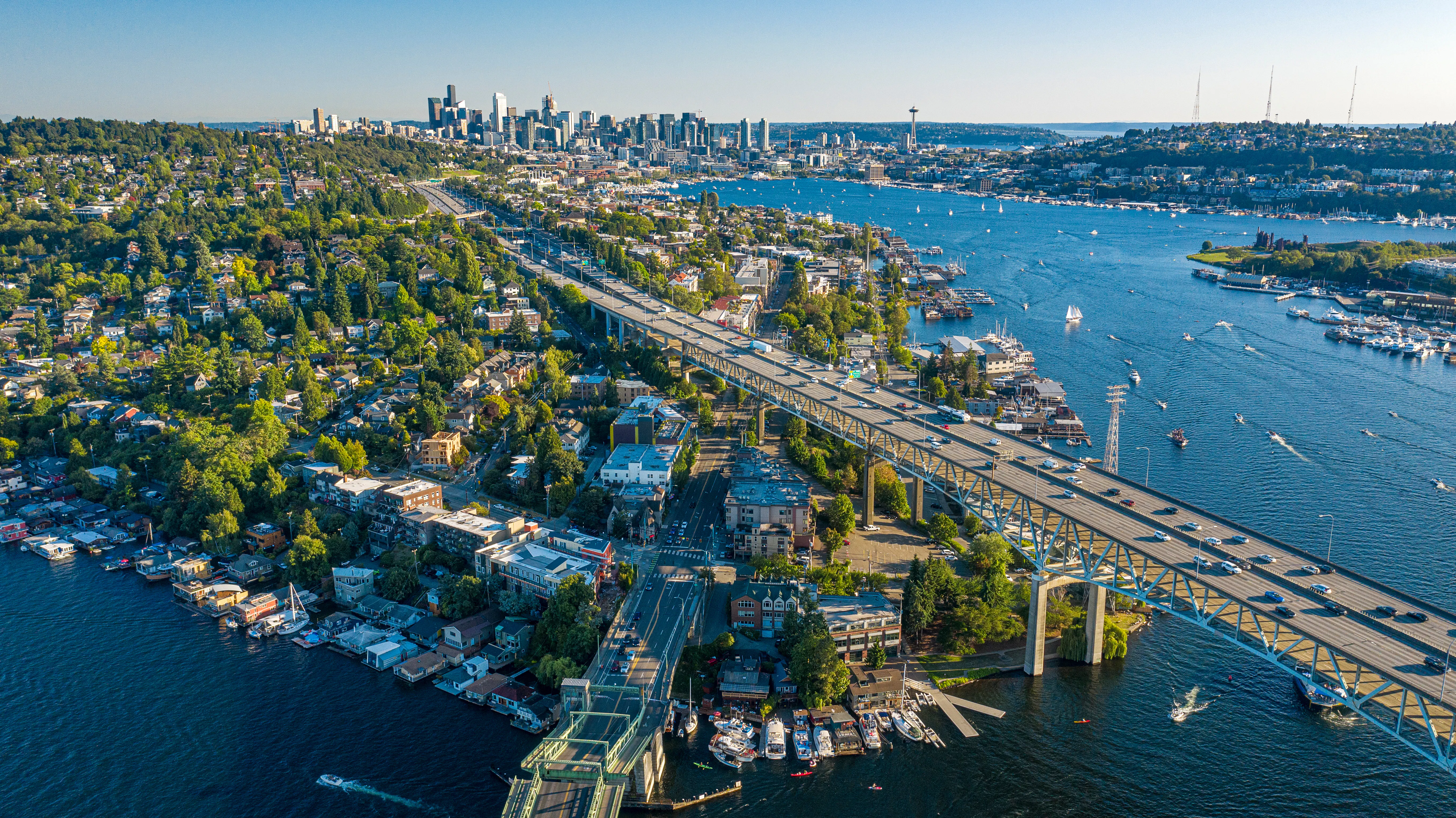 Seattle neighborhood street scene with classic Pacific Northwest architecture
