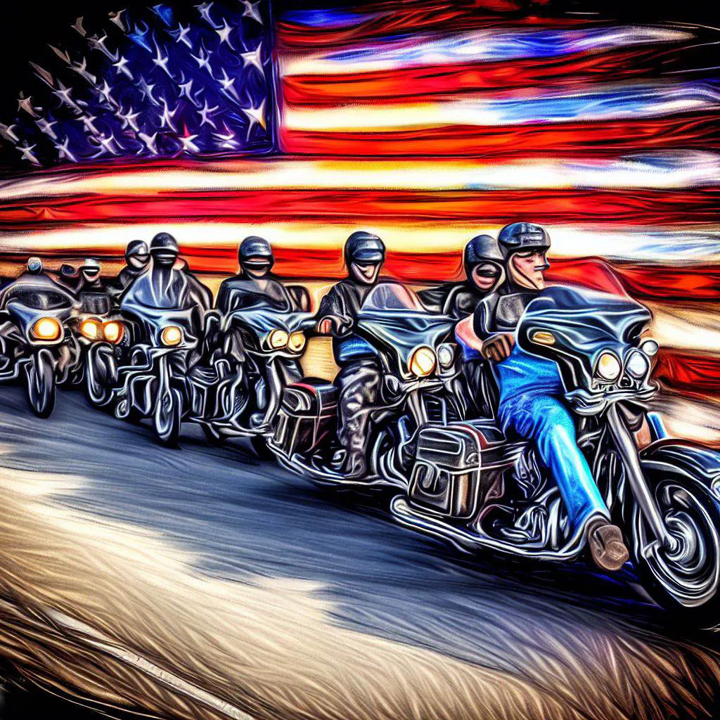 imagem de passeio animado de motocicleta - aprenda sobre o Rolling Thunder motorcycle rally em Washington, DC com Riders Share, uma empresa de aluguel de motocicleta peer-to-peer.