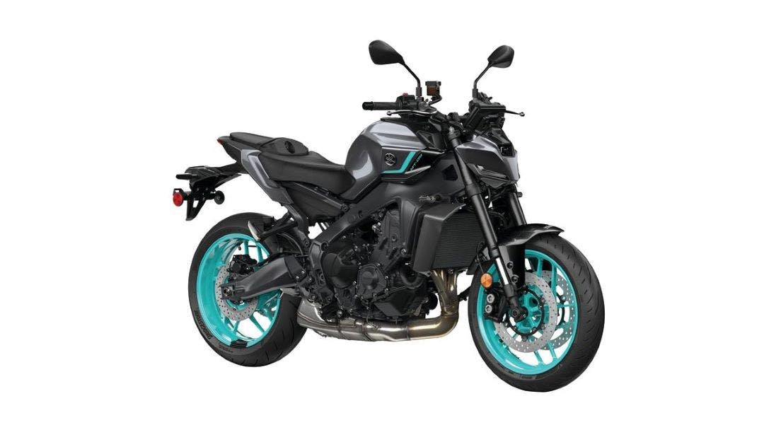 Stock picture of a teal and black 2024 Yamaha MT-03 best motorcycles for beginners