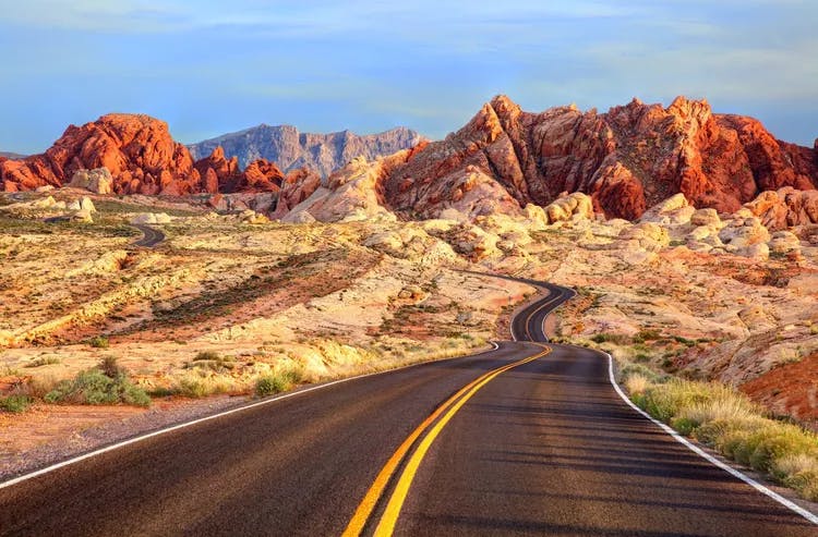 best self-guided motorcycle tour near las vegas - valley of fire highway, nevada