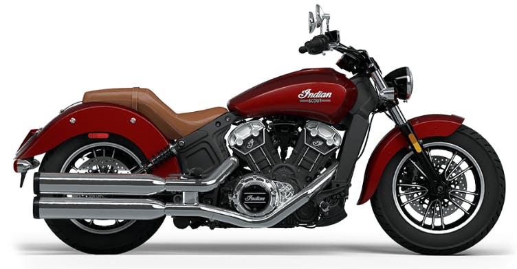 stock photo of a 2024 indian scout cruiser motorcycle maroon with tan leather best cruiser motorcycles
