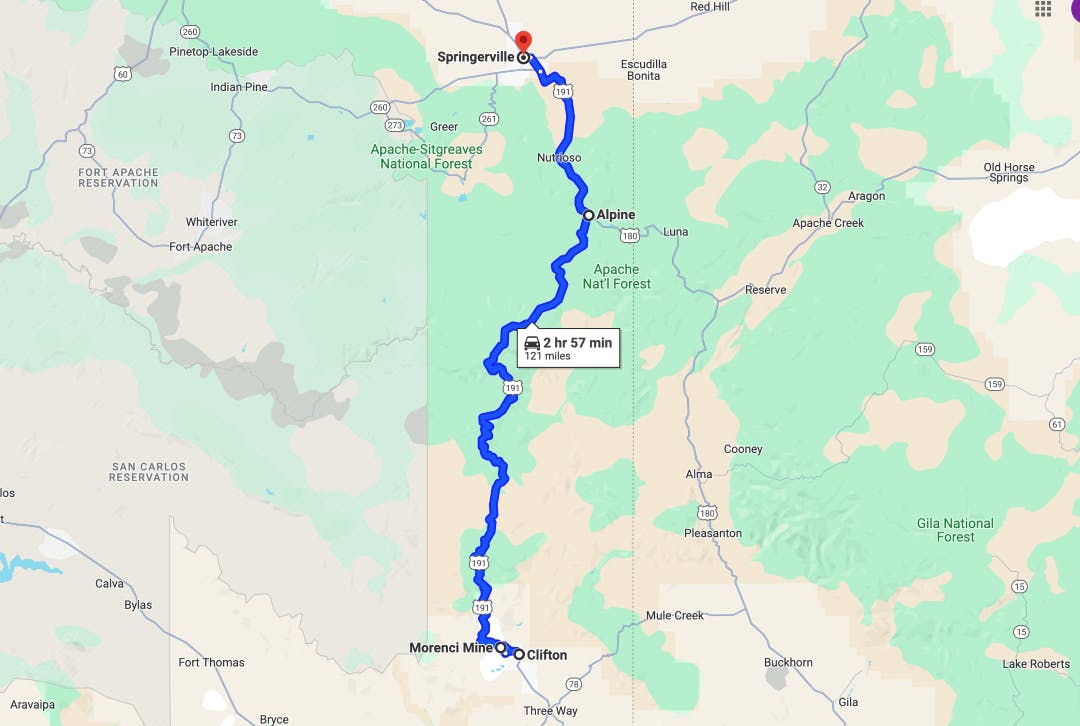 map of coronado trail ride through arizona top 10 motorcycle rides in arizona