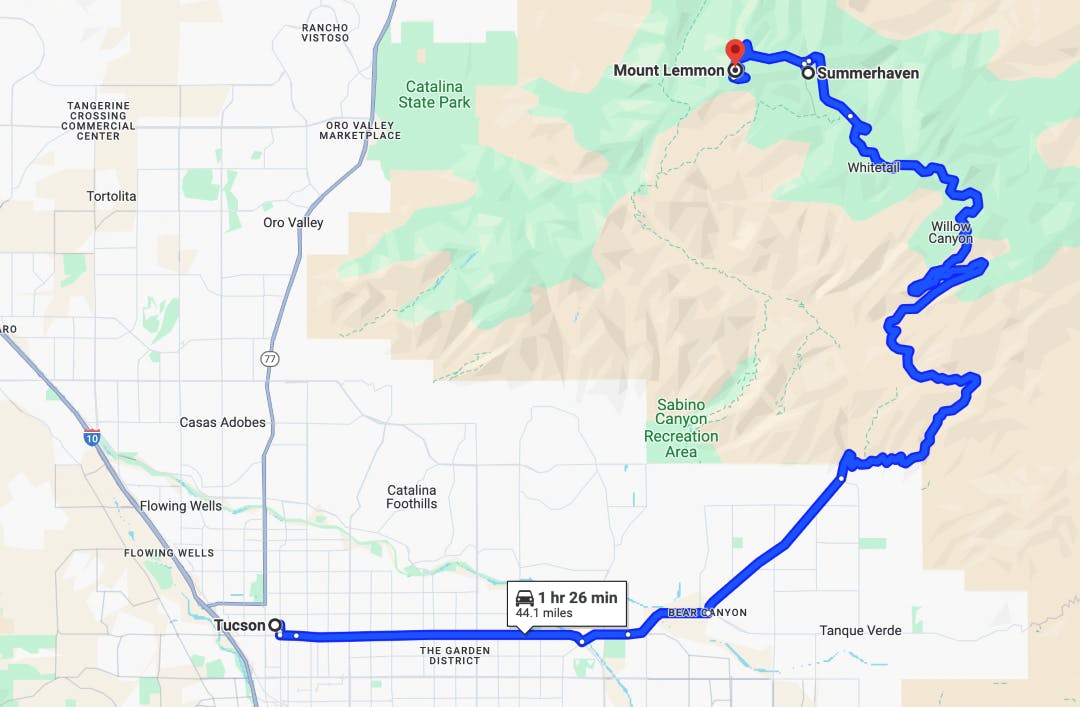 map of sky island scenic byway top 10 motorcycle rides in arizona