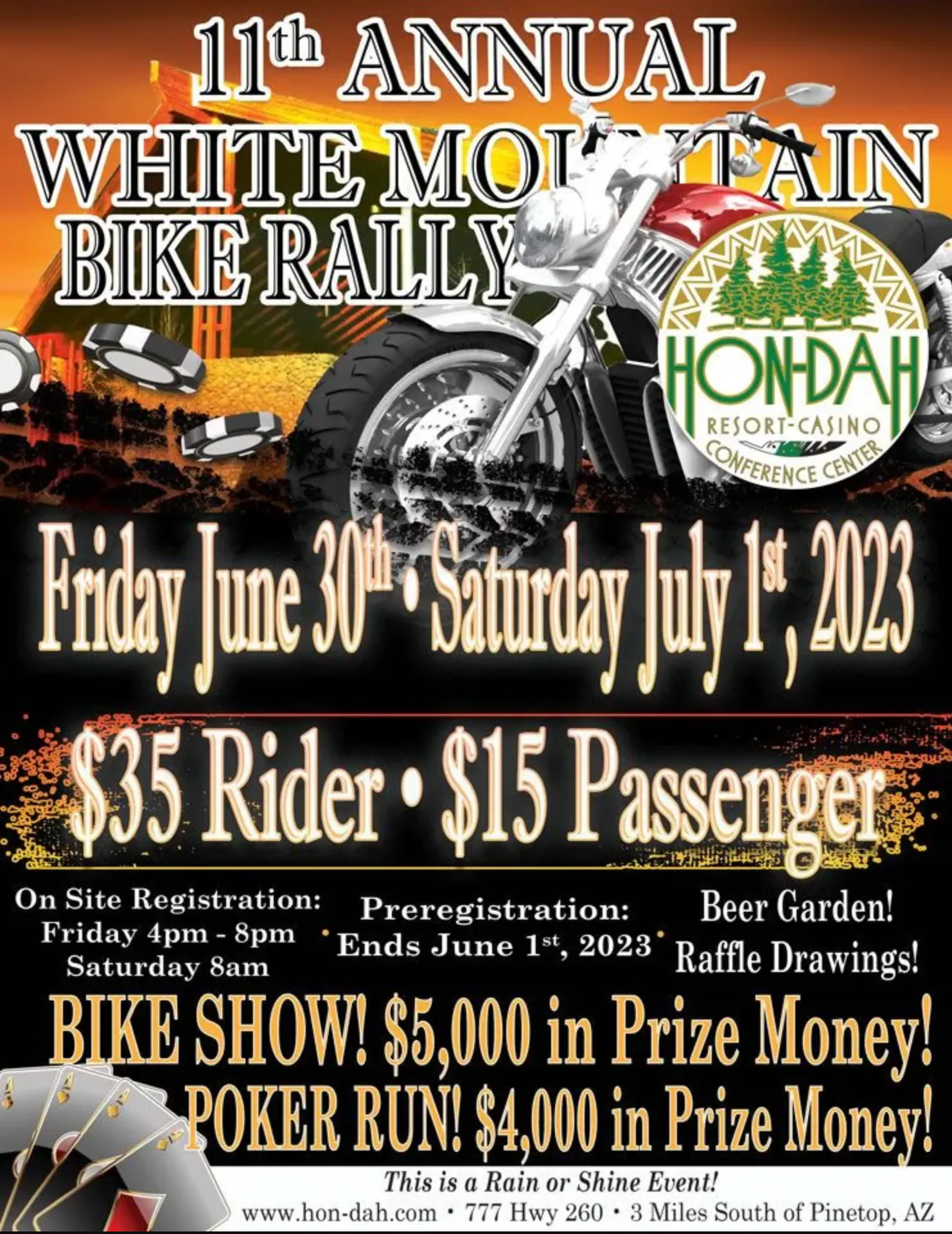bicicleta de montanha rally em Pinetop Arizona, Pinetop Lakeside, dinheiro do prêmio