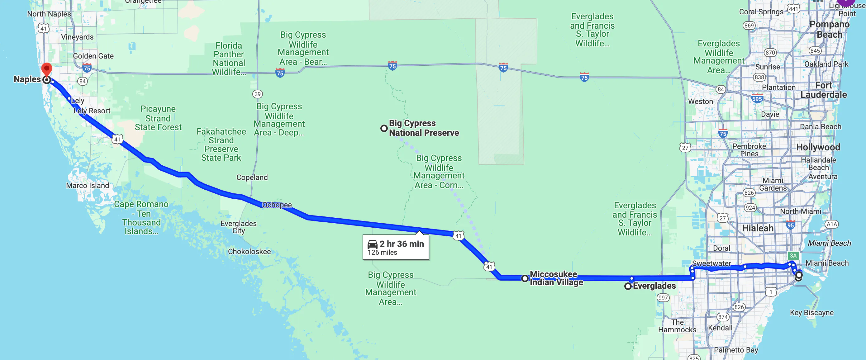 mejor ruta en Miami, Fl - U.S. route 41